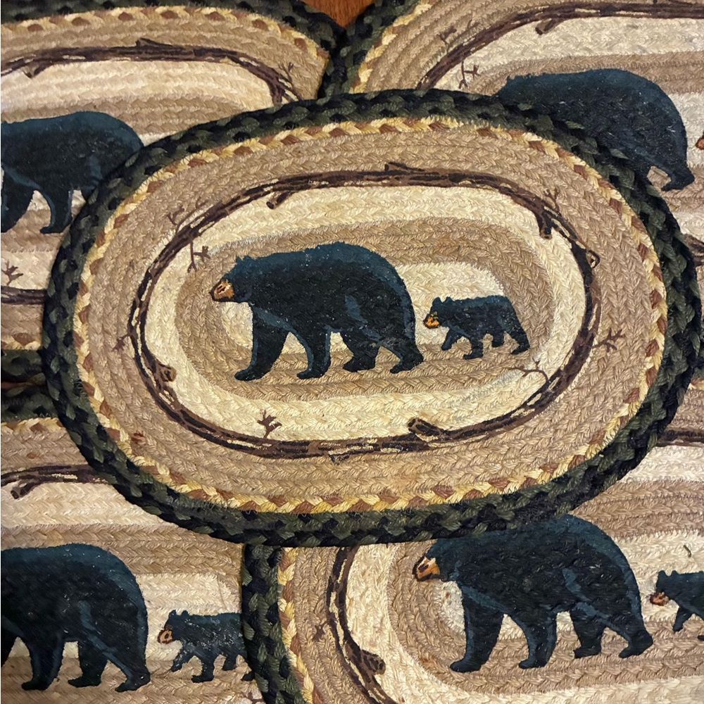 Capitol Earth Mama & Baby Bear Placemats 5-piece Jute 18x13 Jan Harless Rustic - Picture 3 of 10